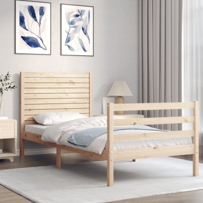 Estructura de cama con cabecero madera maciza 100x200 cm