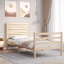 Estructura de cama con cabecero madera maciza 100x200 cm