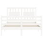 Estructura cama de matrimonio con cabecero madera maciza blanco