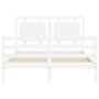 Estructura cama de matrimonio con cabecero madera maciza blanco