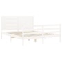 Estructura de cama con cabecero madera maciza blanco 160x200 cm