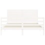 Estructura de cama con cabecero madera maciza blanco 160x200 cm