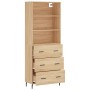 Aparador alto madera contrachapada color roble 69,5x34x180 cm