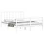 Estructura de cama con cabecero madera maciza blanco 160x200 cm