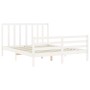 Estructura de cama con cabecero madera maciza blanco 160x200 cm