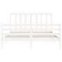 Estructura de cama con cabecero madera maciza blanco 160x200 cm
