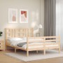 Estructura de cama de matrimonio con cabecero madera maciza