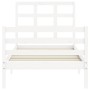 Estructura de cama con cabecero madera maciza blanco 90x200 cm