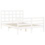 Estructura de cama con cabecero madera maciza blanco 140x200 cm