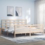 Estructura de cama con cabecero madera maciza 200x200 cm
