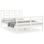 Estructura de cama con cabecero madera maciza blanco 140x200 cm