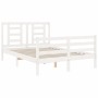 Estructura de cama con cabecero madera maciza blanco 140x200 cm