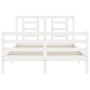 Estructura de cama con cabecero madera maciza blanco 140x200 cm
