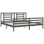 Estructura de cama con cabecero madera maciza gris 200x200 cm