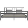 Estructura de cama con cabecero madera maciza gris 200x200 cm