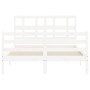 Estructura de cama con cabecero madera maciza blanco 120x200 cm