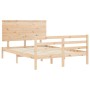 Estructura de cama de matrimonio con cabecero madera maciza