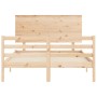 Estructura de cama de matrimonio con cabecero madera maciza