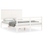 Estructura de cama con cabecero madera maciza blanco 140x200 cm