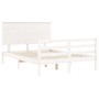 Estructura de cama con cabecero madera maciza blanco 140x200 cm