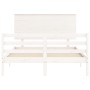 Estructura de cama con cabecero madera maciza blanco 140x200 cm