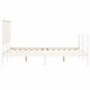 Estructura de cama con cabecero madera maciza blanco 140x200 cm