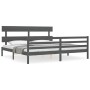 Estructura de cama con cabecero madera maciza gris 200x200 cm