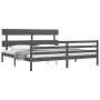 Estructura de cama con cabecero madera maciza gris 200x200 cm