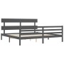 Estructura de cama con cabecero madera maciza gris 200x200 cm