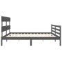Estructura de cama con cabecero madera maciza gris 200x200 cm