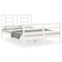 Estructura cama de matrimonio con cabecero madera maciza blanco