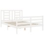 Estructura cama de matrimonio con cabecero madera maciza blanco