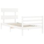 Estructura de cama con cabecero madera maciza blanco 90x200 cm