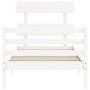 Estructura de cama con cabecero madera maciza blanco 90x200 cm