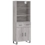Aparador alto madera contrachapada gris sonoma 69,5x34x180 cm