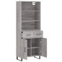 Aparador alto madera contrachapada gris sonoma 69,5x34x180 cm