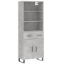 Aparador alto madera contrachapada gris hormigón 69,5x34x180 cm