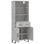 Aparador alto madera contrachapada gris hormigón 69,5x34x180 cm