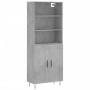 Aparador alto madera contrachapada gris hormigón 69,5x34x180 cm