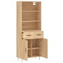 Aparador alto madera contrachapada color roble 69,5x34x180 cm