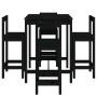 Set de mesa y taburetes altos jardín 5 piezas madera pino negro