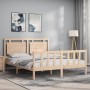 Estructura de cama con cabecero madera maciza 160x200 cm