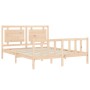 Estructura de cama con cabecero madera maciza 160x200 cm