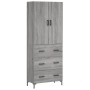 Aparador alto madera contrachapada gris sonoma 69,5x34x180 cm