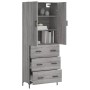Aparador alto madera contrachapada gris sonoma 69,5x34x180 cm