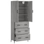 Aparador alto madera contrachapada gris sonoma 69,5x34x180 cm