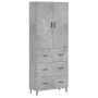 Aparador alto madera contrachapada gris hormigón 69,5x34x180 cm