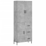 Aparador alto madera contrachapada gris hormigón 69,5x34x180 cm