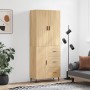 Aparador alto madera contrachapada color roble 69,5x34x180 cm