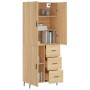 Aparador alto madera contrachapada color roble 69,5x34x180 cm